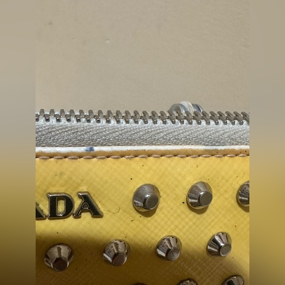 Prada Studded Yellow Saffiano Long Zippy Wallet - Picture 3 of 16